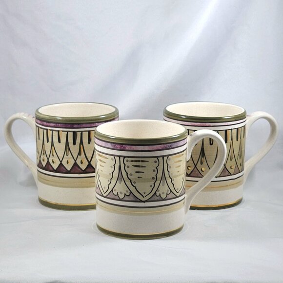 Starbucks Sberna Deruta Italy Coffee Mug 3pc Set Rare Gold Trim Italian Tea Cups - Picture 3 of 10